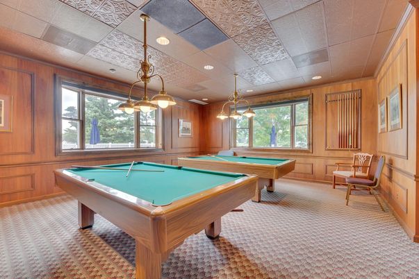 Billiard Table, Game Room, Interior, Pendant Lights, Recessed Lighting, Wooden Walls
