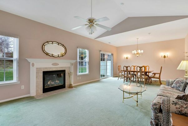 Chandelier, Dining room, Fireplace, Interior, Living room