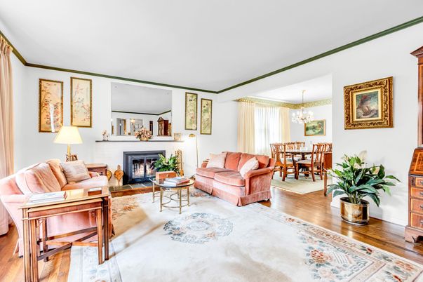 Chandelier, Dining room, Fireplace, Interior, Living room, Wood Texture Flooring