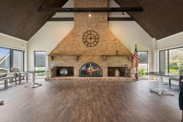 Fireplace, Interior, Stone Walls, Wooden Beams, Wood Texture Flooring