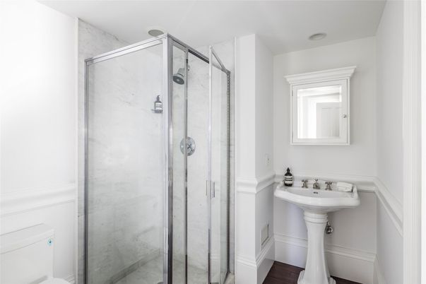 Bathroom, Glass Shower, Interior, Marble Walls