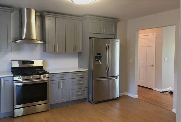 Interior, Kitchen, Stainless Steel Appliances, Wood Texture Flooring