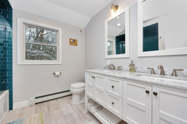 Bathroom, Dual Sink Vanities, Interior, Wood Texture Flooring
