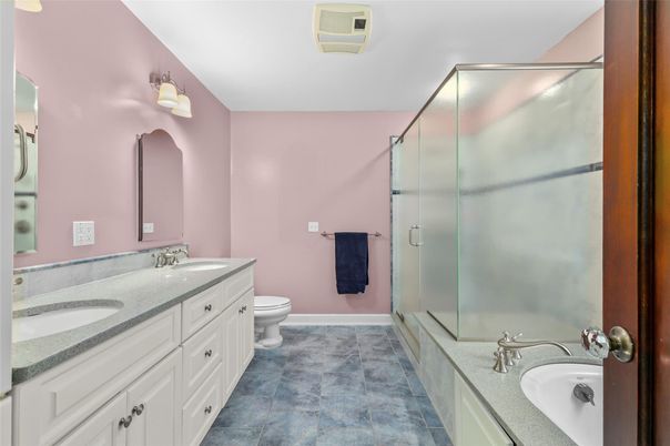 Bathroom, Dual Sink Vanities, Glass Shower, Interior