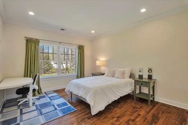 Bedroom, Home Office, Interior, Recessed Lighting, Wood Texture Flooring