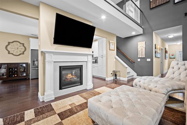 Fireplace, Interior, Recessed Lighting, Wood Texture Flooring