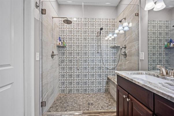 Bathroom, Glass Shower, Interior, Recessed Lighting