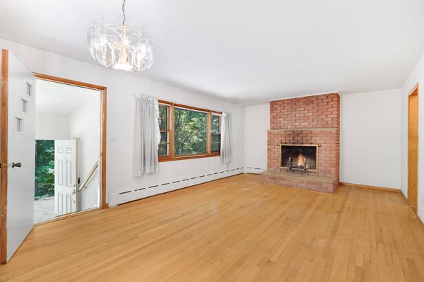 Empty room, Fireplace, Interior, Wood Texture Flooring