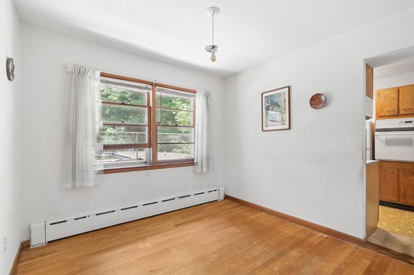 Empty room, Interior, Kitchen, Pendant Lights, Wood Texture Flooring
