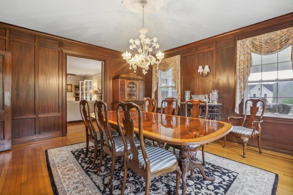Chandelier, Dining room, Interior, Wood Texture Flooring, Wooden Walls