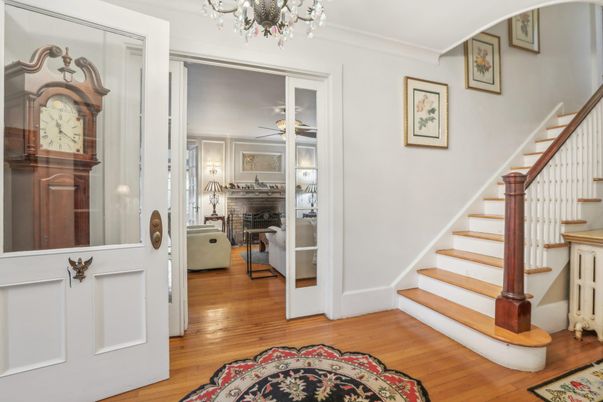 Chandelier, Fireplace, Interior, Wood Texture Flooring