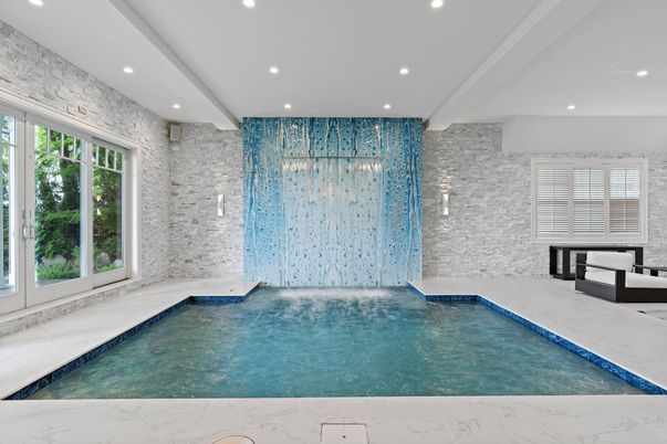 Interior, Pool, Recessed Lighting, Stone Walls