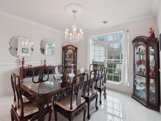 Chandelier, Dining room, Interior, Marble