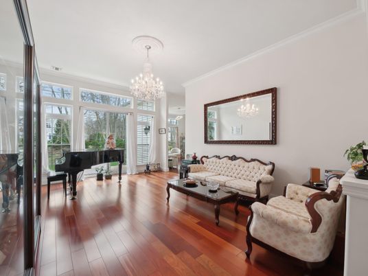 Chandelier, Interior, Living room, Piano, Wood Texture Flooring