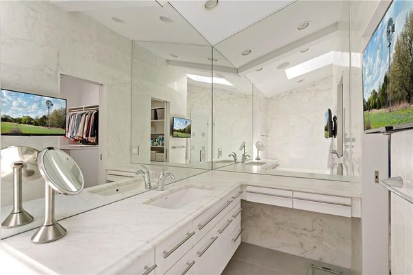 Bathroom, Dual Sink Vanities, Glass Shower, Interior, Recessed Lighting