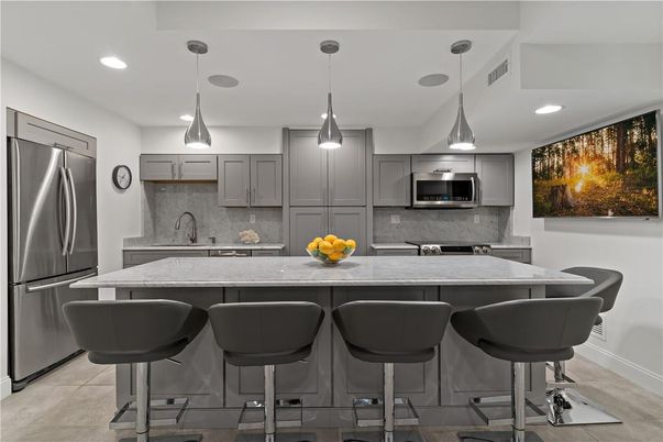 Interior, Kitchen, Pendant Lights, Recessed Lighting, Stainless Steel Appliances