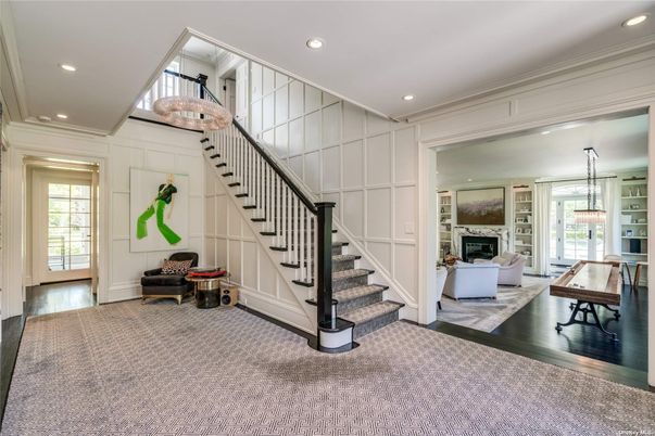Chandelier, Fireplace, Interior, Recessed Lighting, Wood Texture Flooring