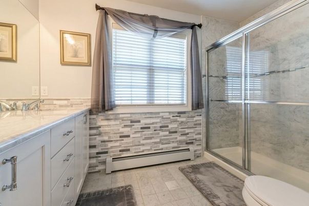 Bathroom, Glass Shower, Interior, Marble Walls