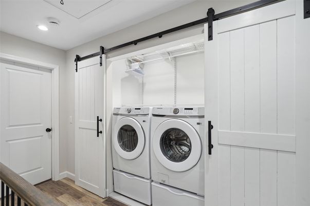 Interior, Recessed Lighting, Utility Closets, Washer, Wood Texture Flooring