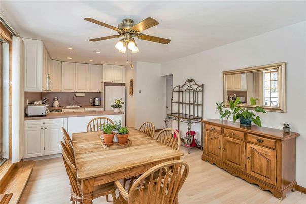 Dining room, Interior, Kitchen, Recessed Lighting, Wood Texture Flooring