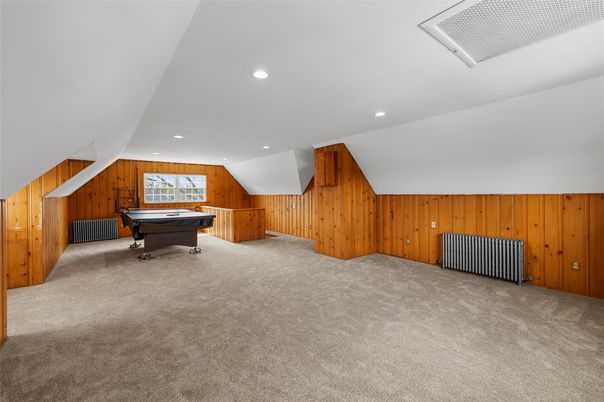 Billiard Table, Game Room, Interior, Recessed Lighting, Wooden Walls