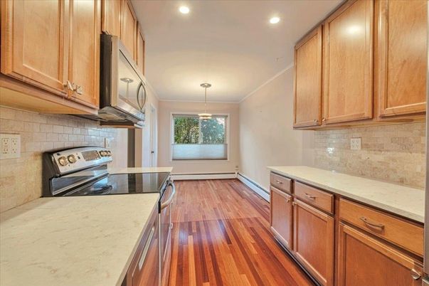 Interior, Kitchen, Pendant Lights, Recessed Lighting, Wood Texture Flooring