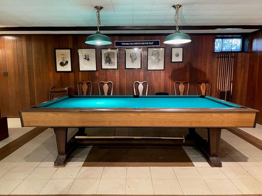 Billiard Table, Game Room, Interior, Pendant Lights, Wooden Walls