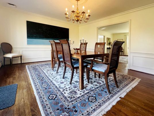 Chandelier, Dining room, Interior, Wood Texture Flooring