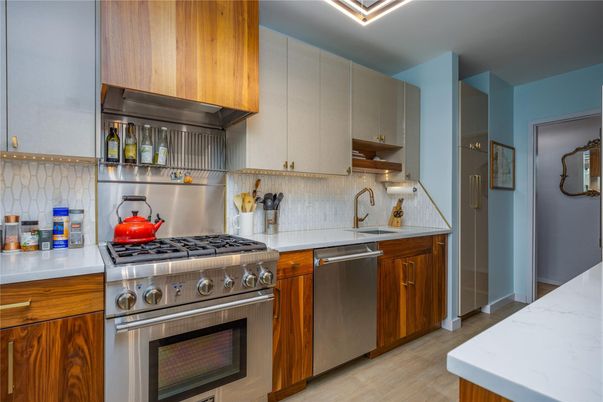 Interior, Kitchen, Stainless Steel Appliances, Wood Texture Flooring