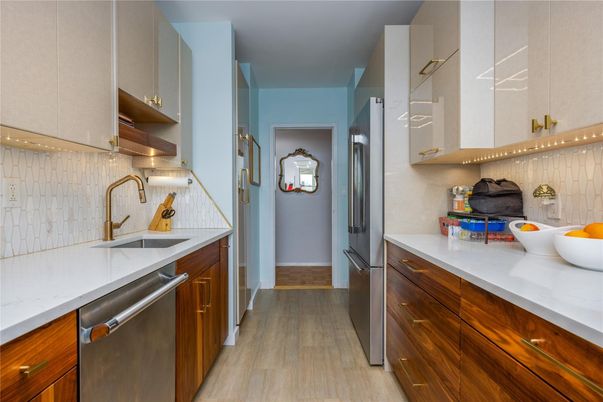 Interior, Kitchen, Stainless Steel Appliances, Wood Texture Flooring