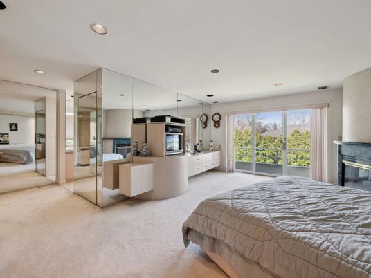 Bedroom, Fireplace, Interior, Kitchen, Recessed Lighting, Stainless Steel Appliances