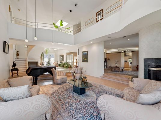 Fireplace, Interior, Living room, Pendant Lights, Piano, Recessed Lighting, Wood Texture Flooring