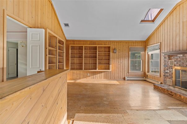 Fireplace, Interior, Wood Texture Flooring, Wooden Walls