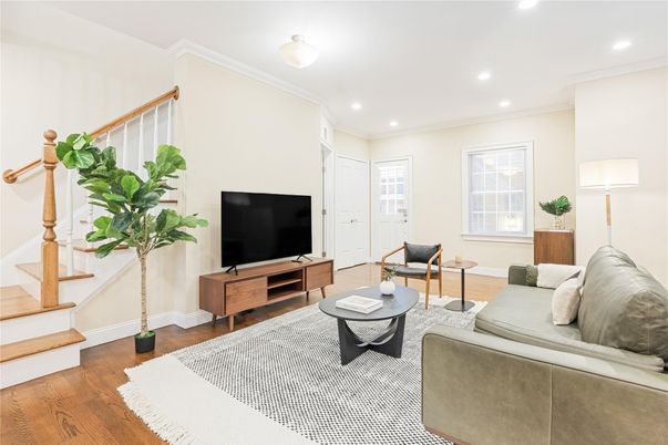 Interior, Living room, Recessed Lighting, Wood Texture Flooring