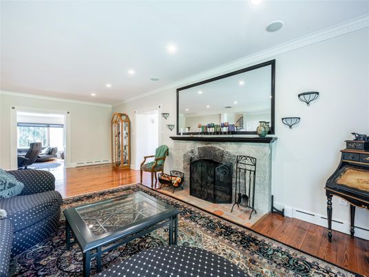 Fireplace, Interior, Recessed Lighting, Wood Texture Flooring