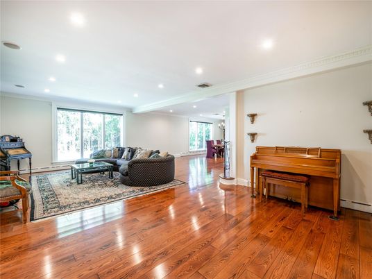 Interior, Living room, Piano, Recessed Lighting, Wood Texture Flooring
