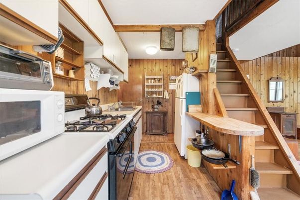 Interior, Kitchen, Wood Texture Flooring, Wooden Walls