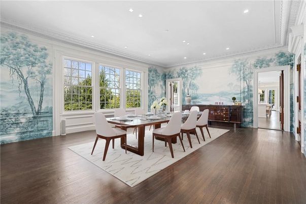 Dining room, Interior, Recessed Lighting, Wood Texture Flooring