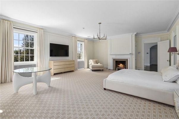 Bedroom, Chandelier, Fireplace, Interior