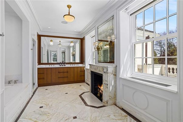 Fireplace, Interior, Marble, Pendant Lights, Recessed Lighting