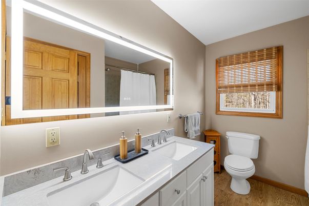 Bathroom, Dual Sink Vanities, Interior, Wood Texture Flooring