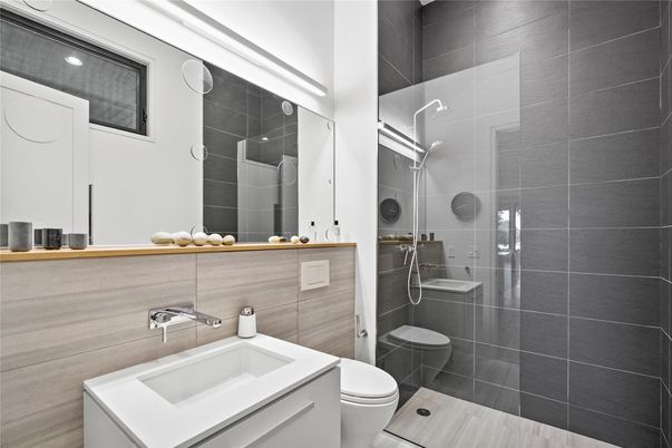 Bathroom, Glass Shower, Interior, Recessed Lighting