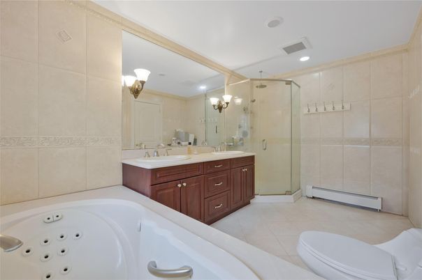 Bathroom, Dual Sink Vanities, Glass Shower, Interior, Recessed Lighting