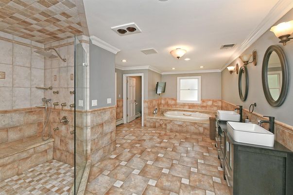 Bathroom, Glass Shower, Interior, Recessed Lighting