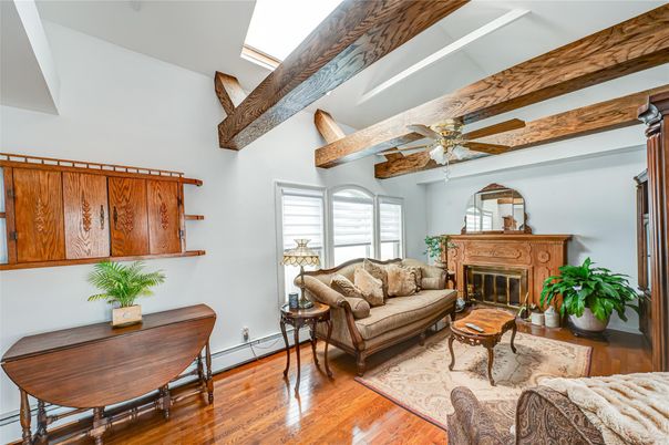 Fireplace, Interior, Living room, Wooden Beams, Wood Texture Flooring