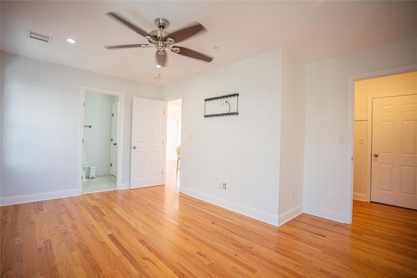 Bathroom, Empty room, Interior, Recessed Lighting, Wood Texture Flooring