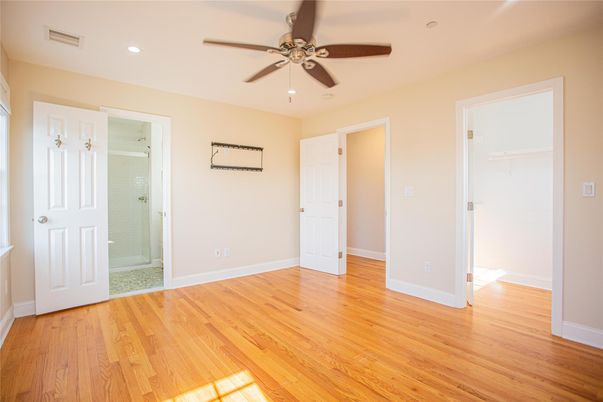 Bathroom, Empty room, Interior, Recessed Lighting, Wood Texture Flooring