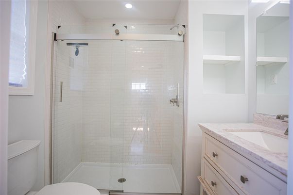 Bathroom, Glass Shower, Interior, Recessed Lighting