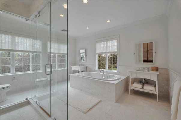Bathroom, Glass Shower, Interior, Recessed Lighting