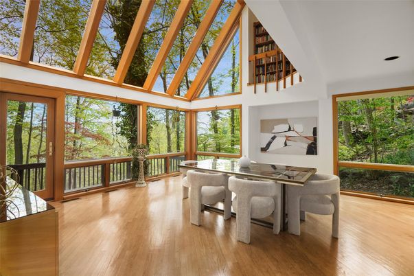 Dining room, Glass Ceilings, Interior, Sun Room, Wood Texture Flooring